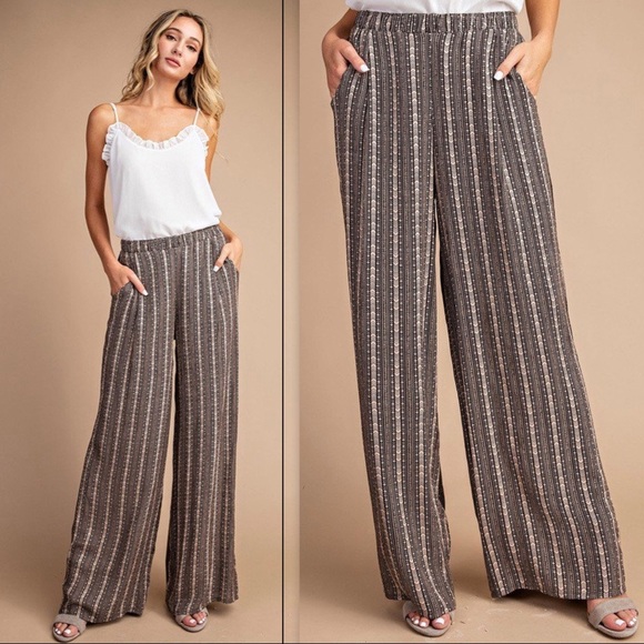 BEAUTIFUL DRAPED BROWN and CREAM PANTS - Picture 3 of 14